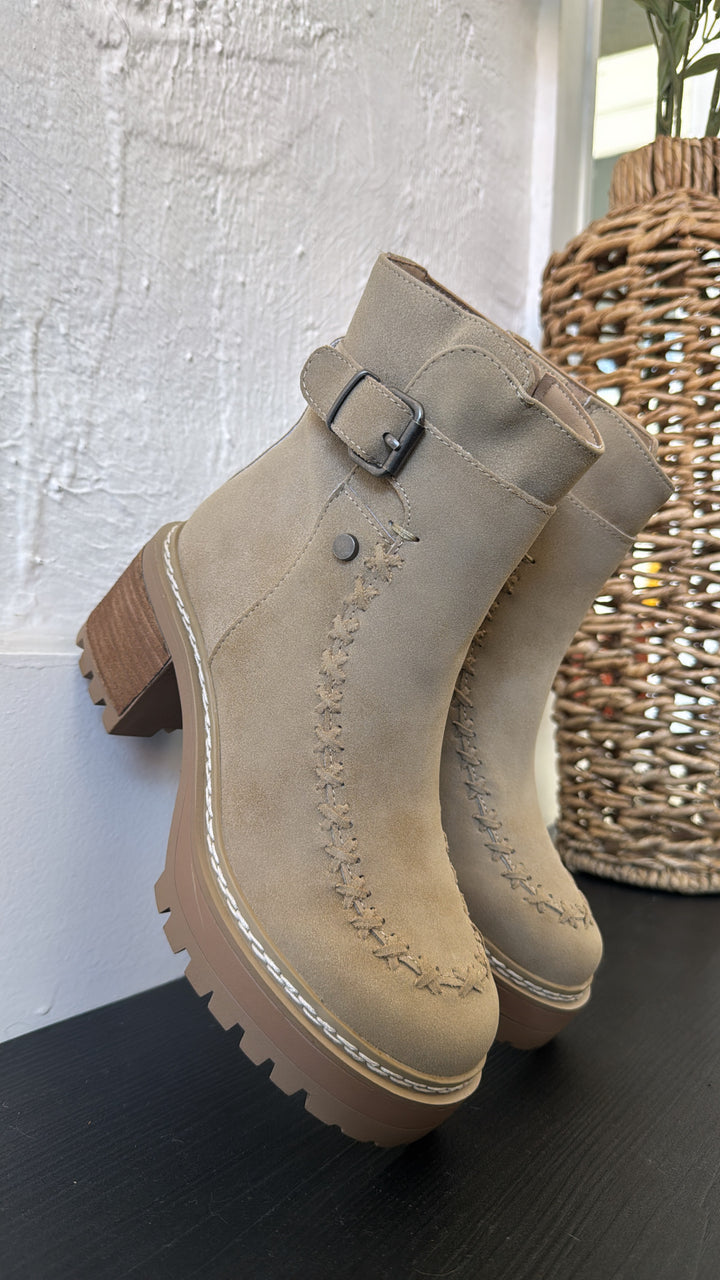 Ridge Platform Buckle Bootie, Sand