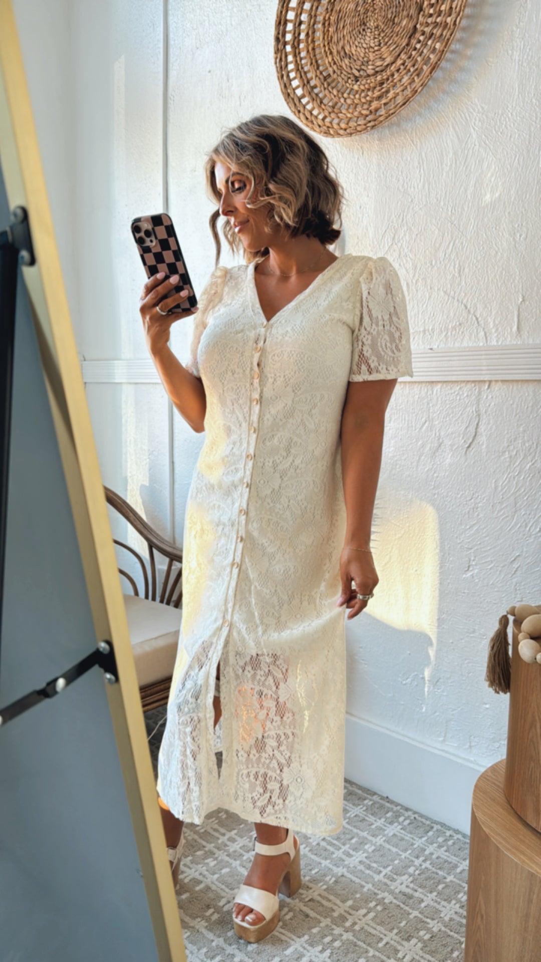 Lace Midi Dress, Cream Everyday Chic Boutique Lace Midi Dress, Cream Everyday Chic Boutique