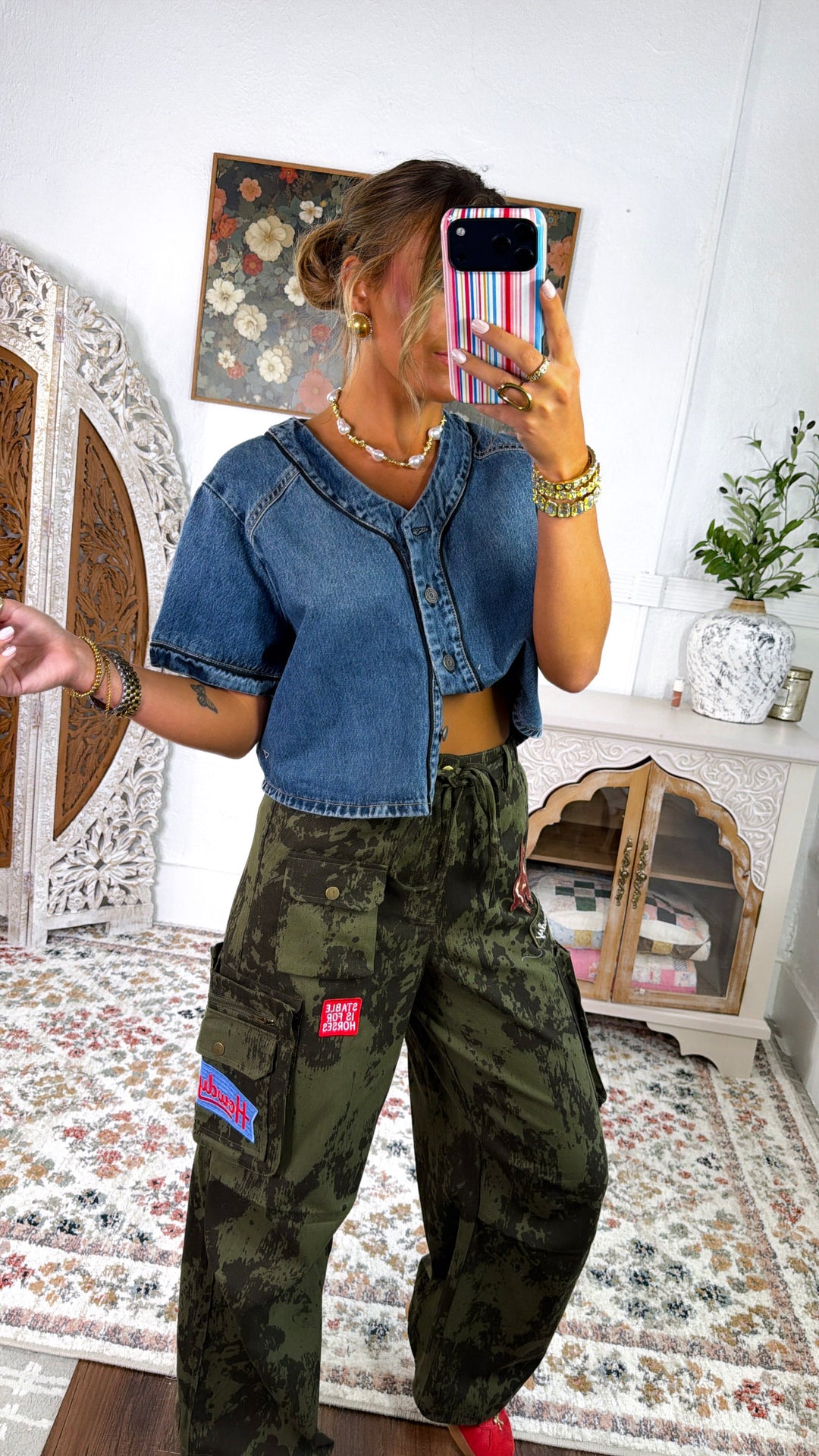 Country Kickin Camo Pants, Army Green