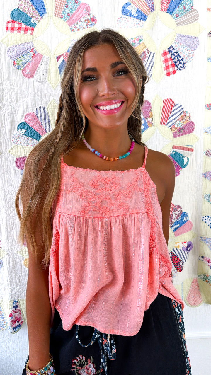 Bramble Rose Tank Top, Peach Echo