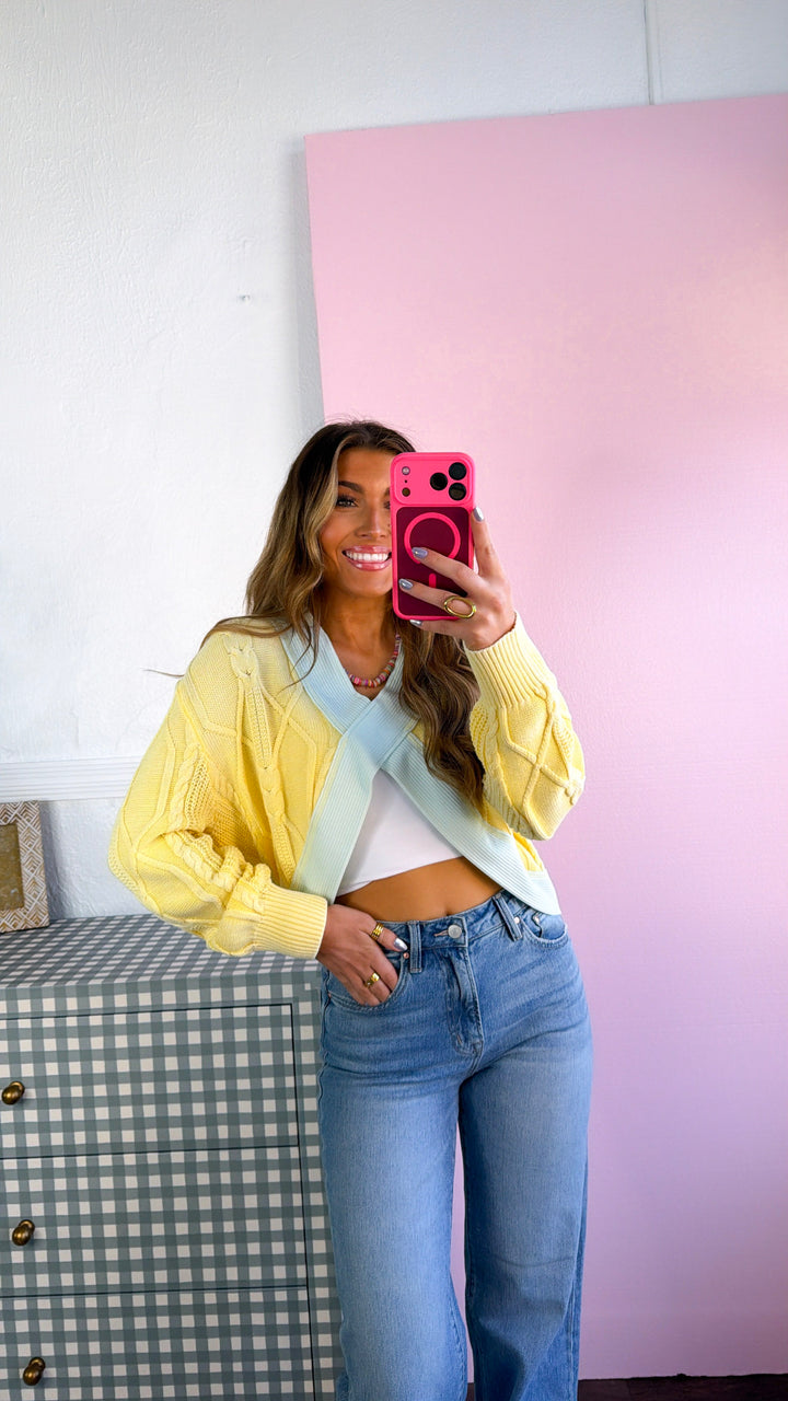 Texture Criss Cross Top, Lemon