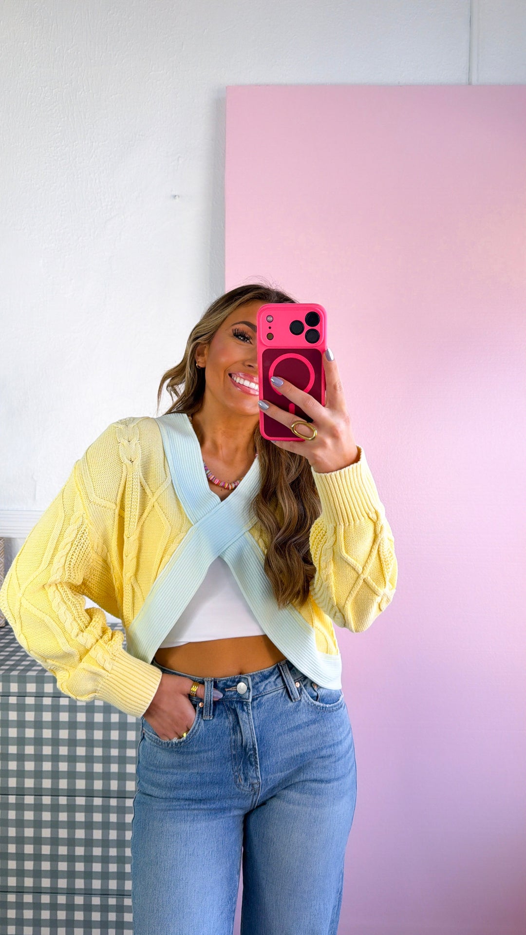 Texture Criss Cross Top, Lemon