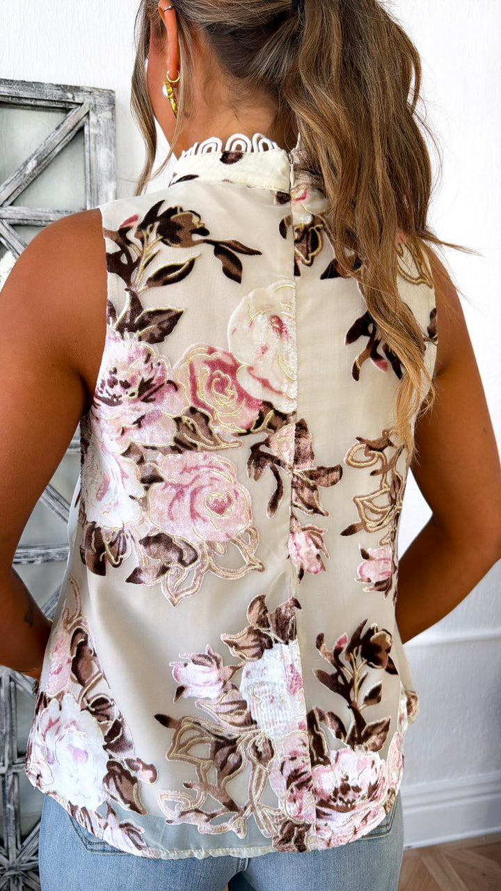 Garden Muse Floral Top, Cream Multi