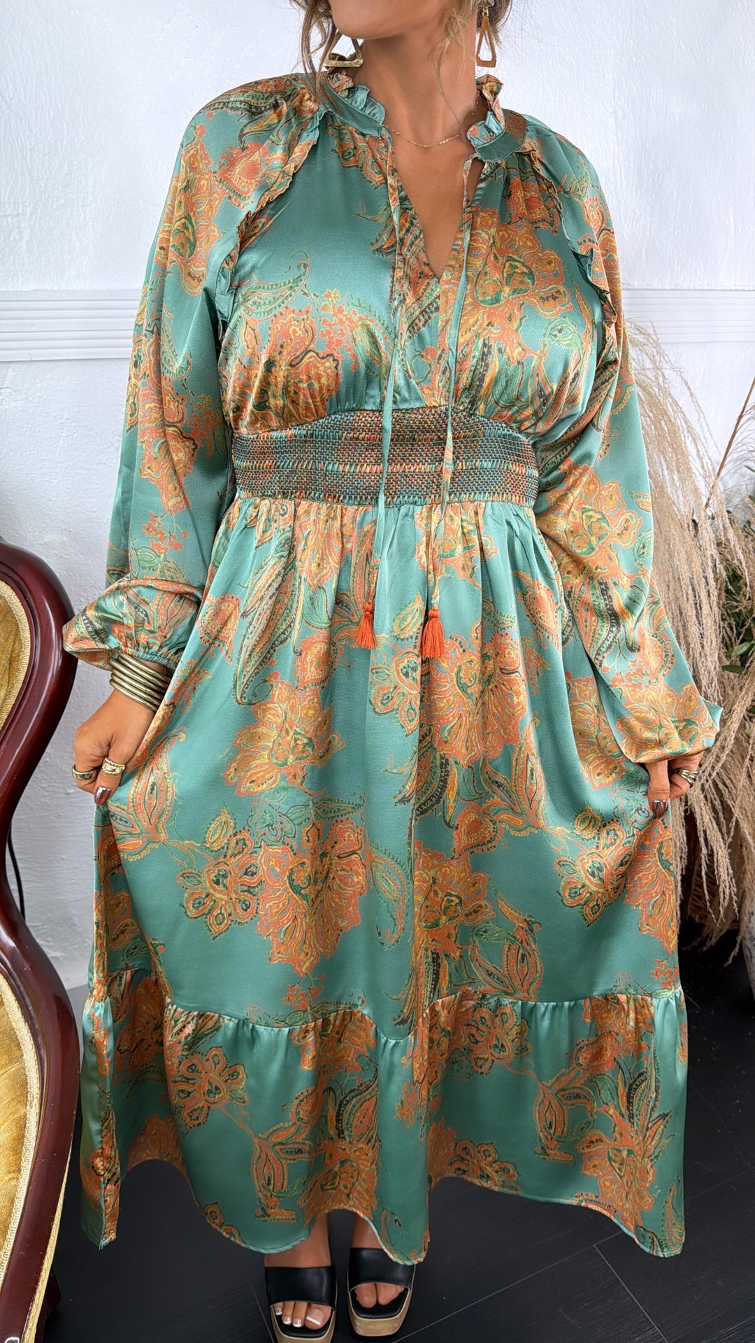 Maplevine Midi Dress, Emerald