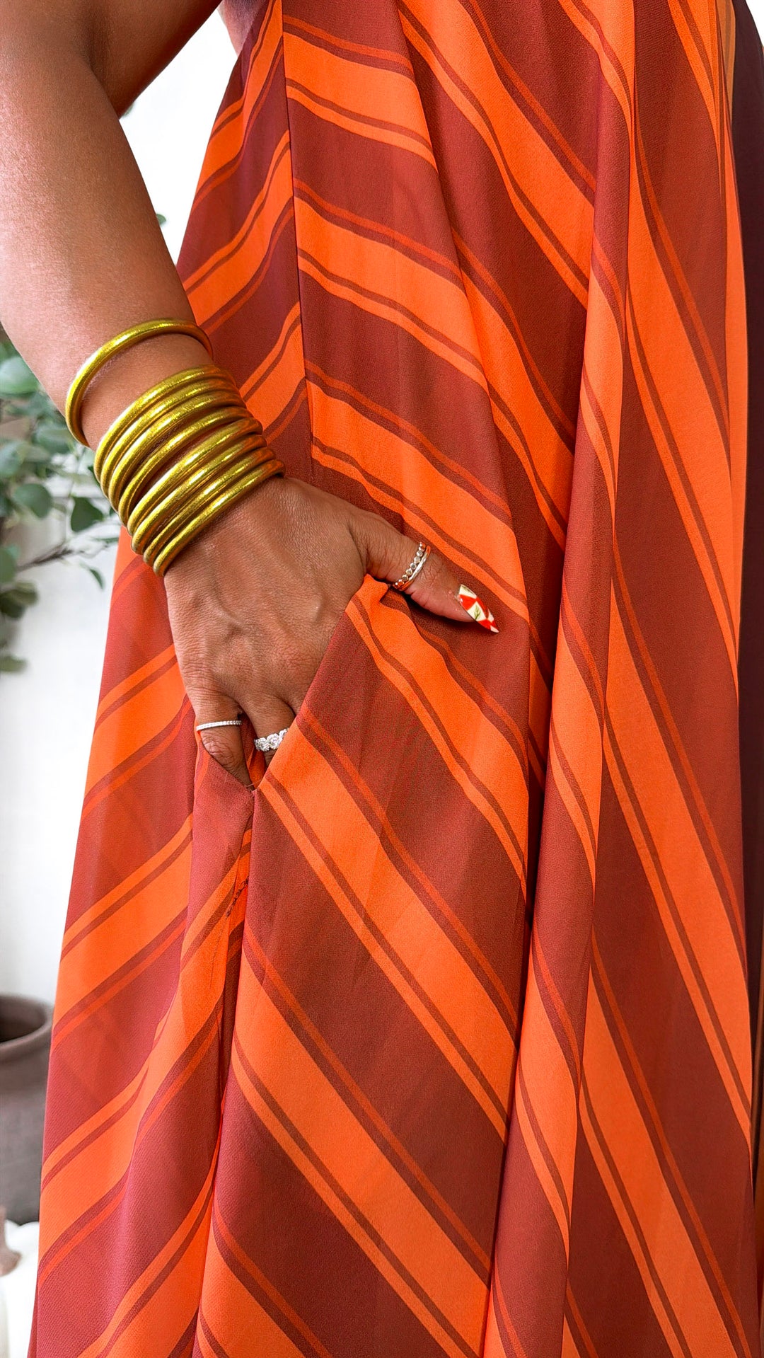 Golden Hour Stripe Maxi Dress, Terracotta/Orange
