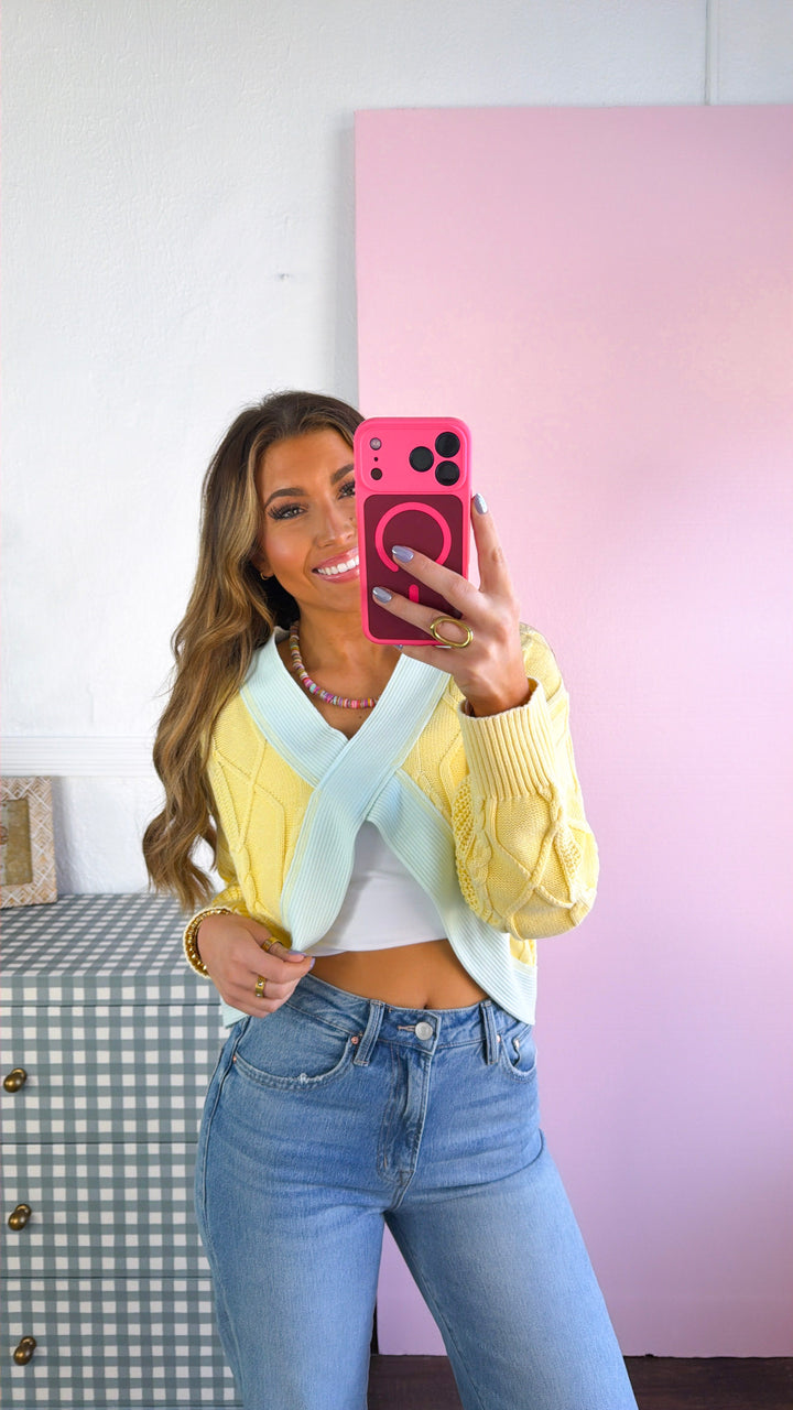 Texture Criss Cross Top, Lemon