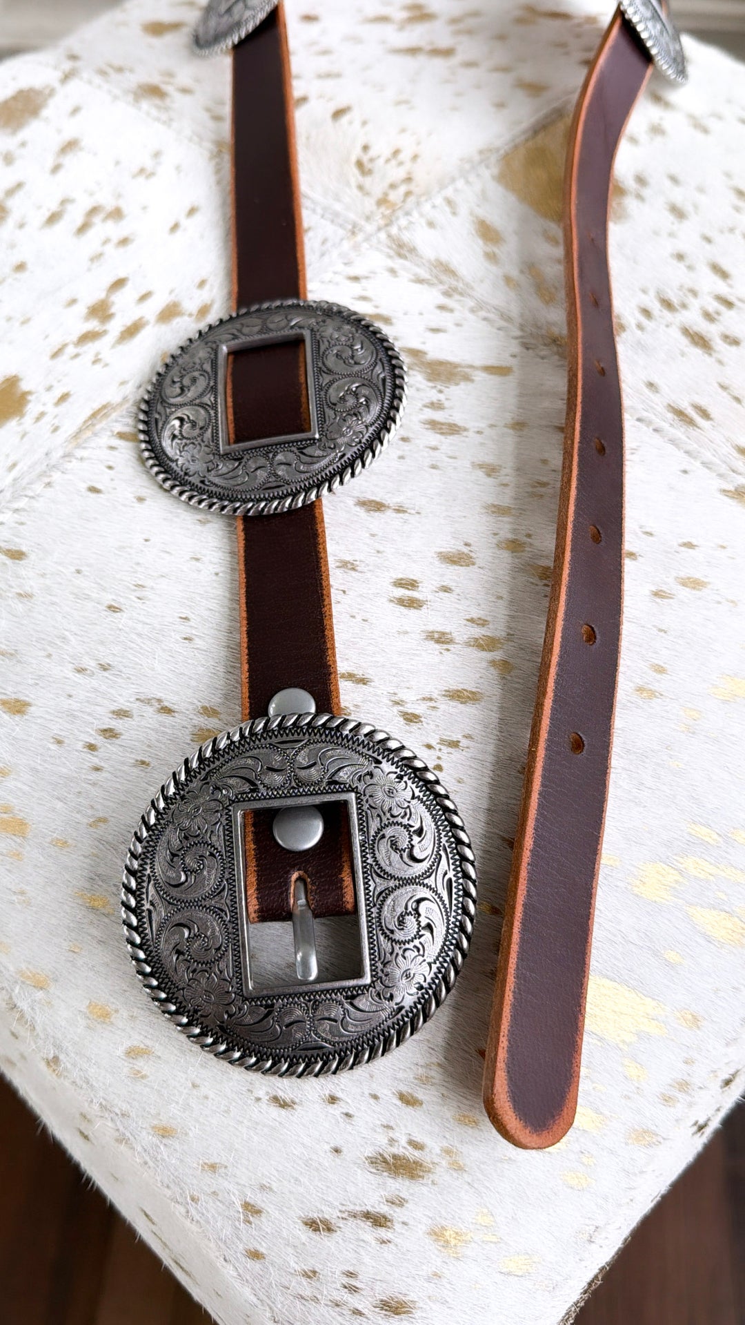 Concho Western Belt, Vintage Brown