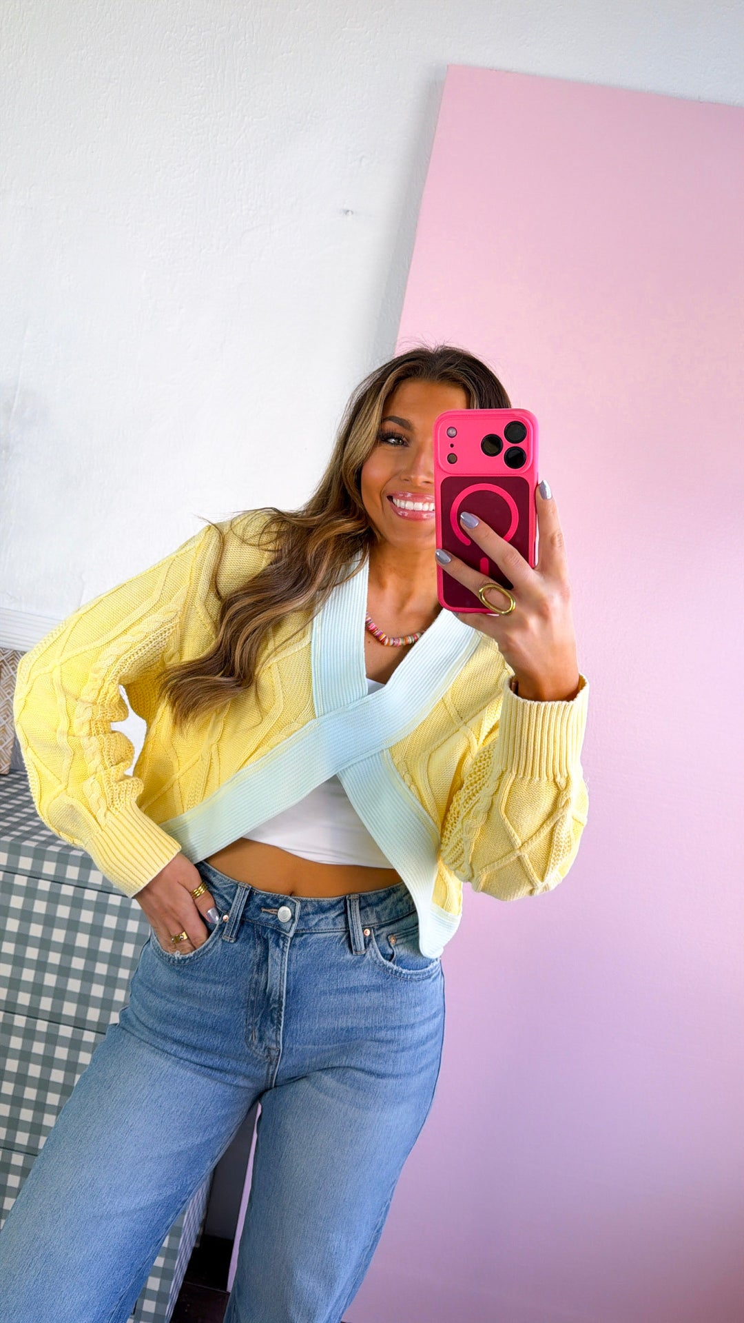 Texture Criss Cross Top, Lemon
