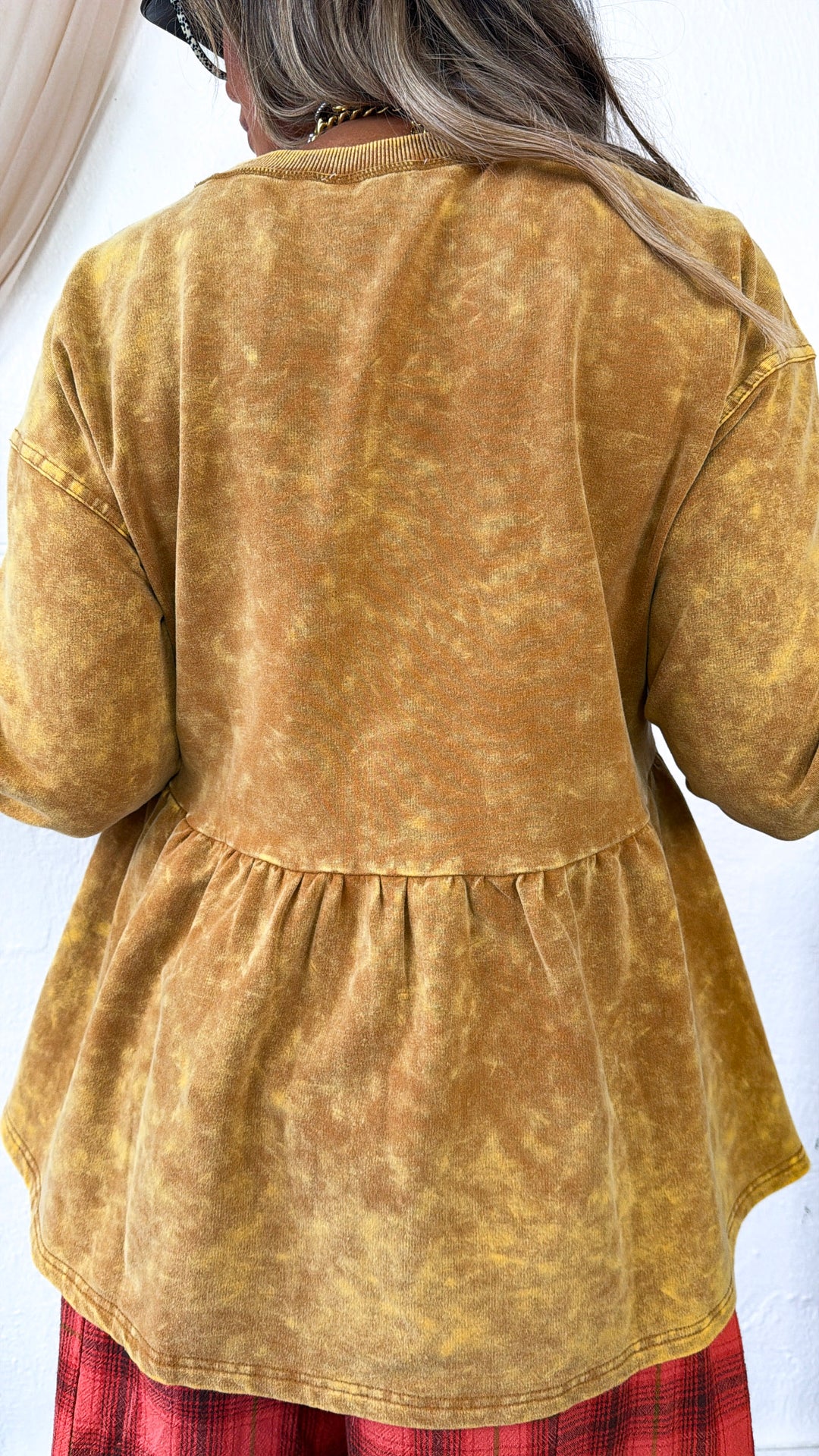 Washed Babydoll Sweatshirt, Washed Toffee