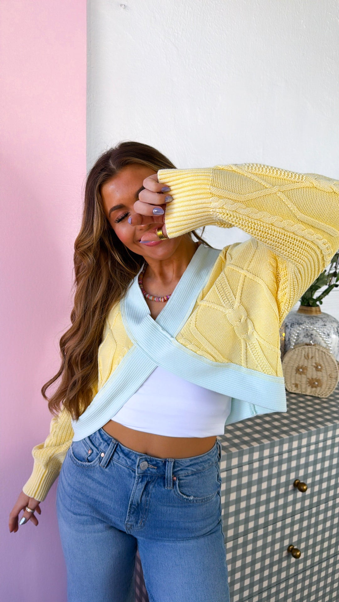 Texture Criss Cross Top, Lemon