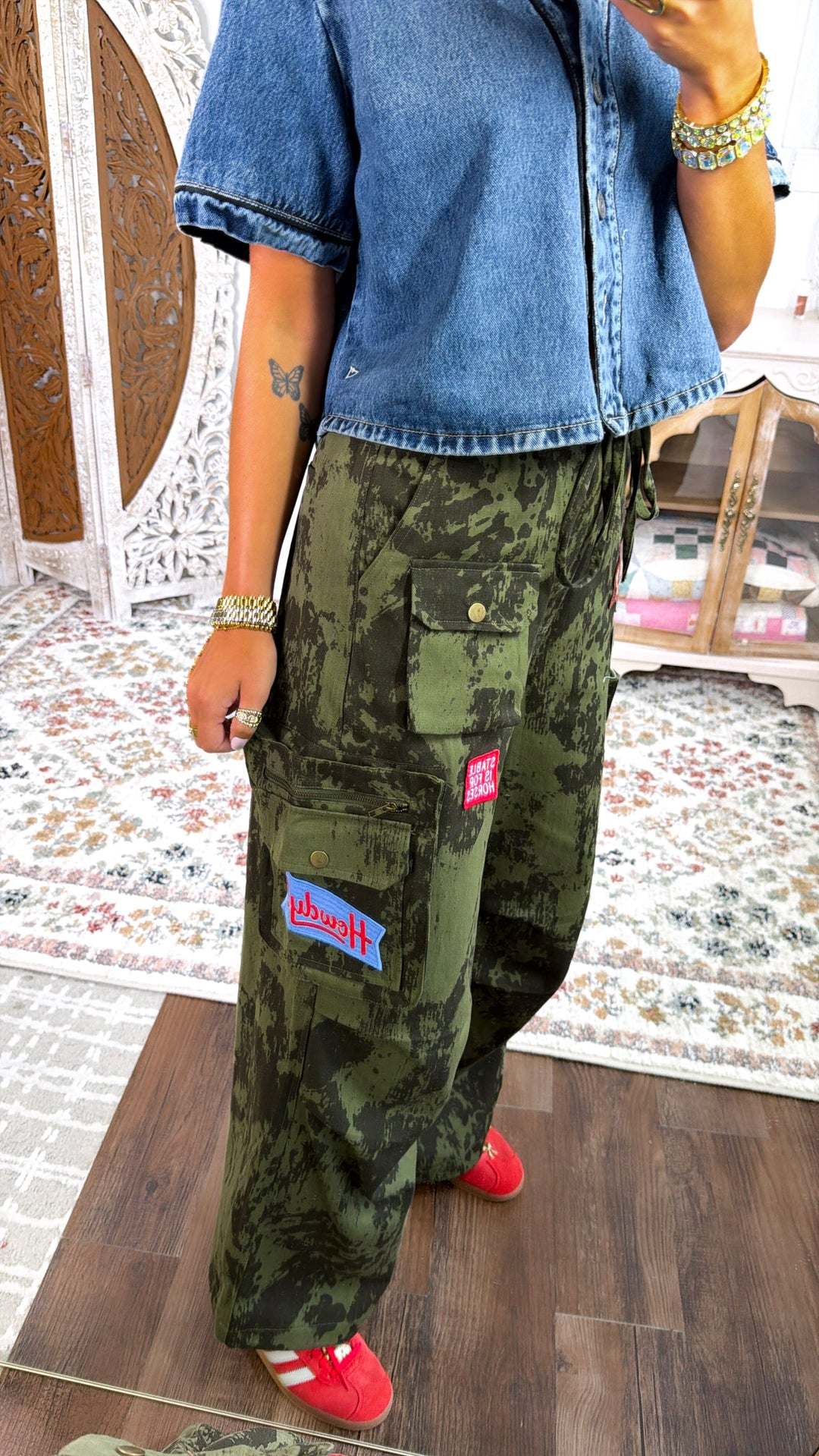 Country Kickin Camo Pants, Army Green