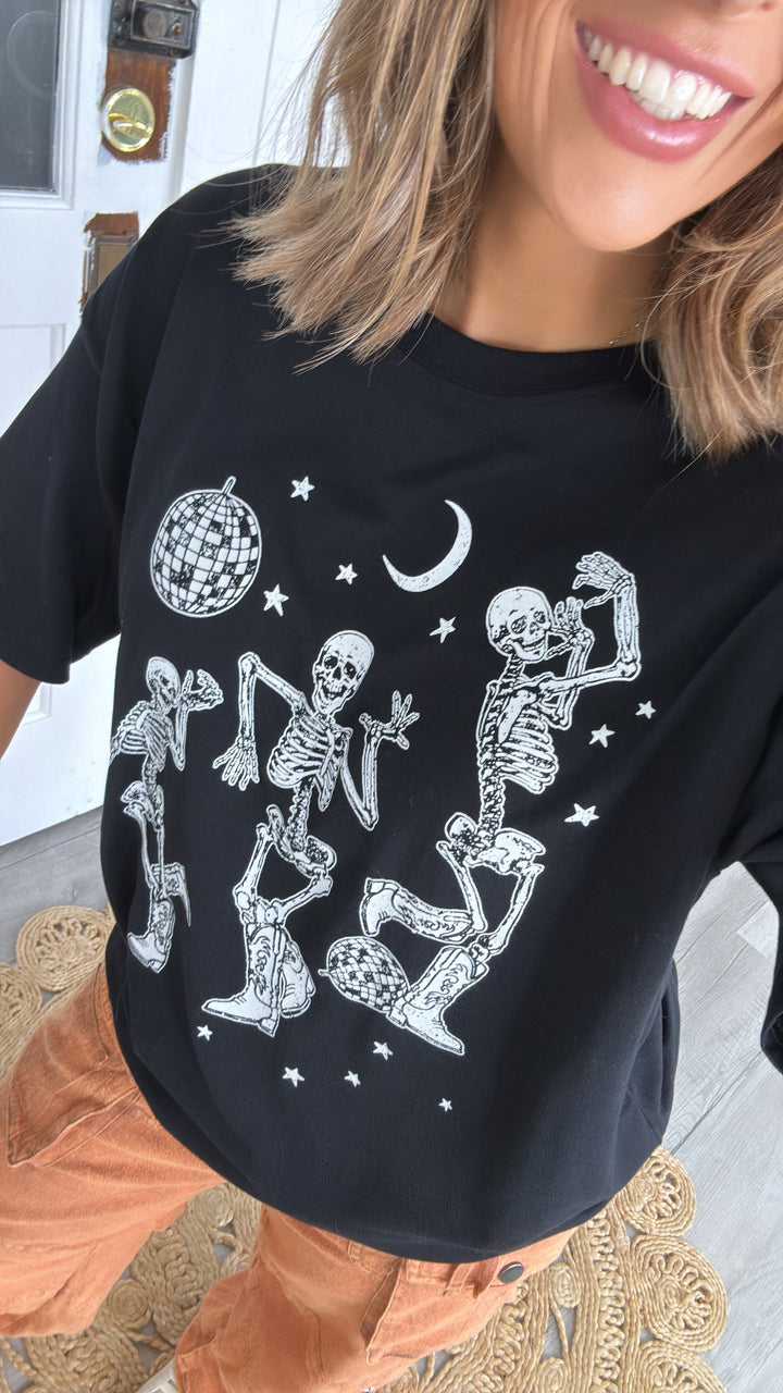 Dancing Cowboy Skeleton Tee, Black
