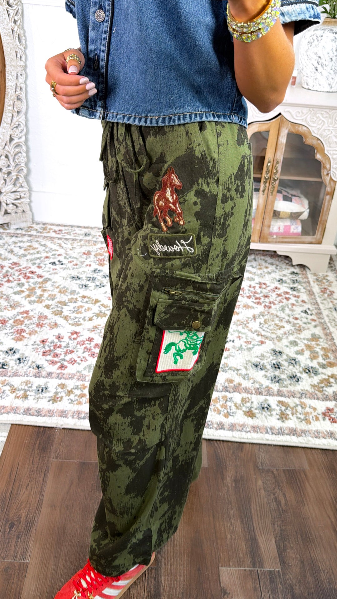 Country Kickin Camo Pants, Army Green