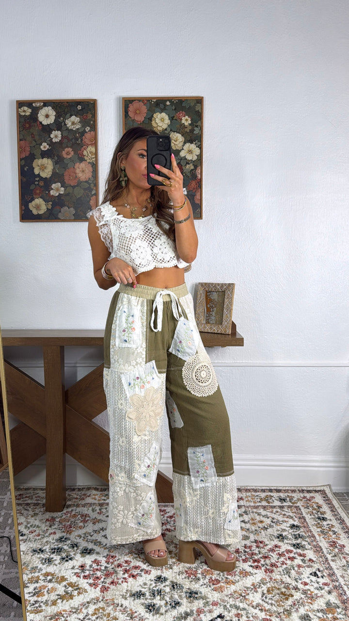 Sunset Patch Relaxed Pant, Olive Stripe