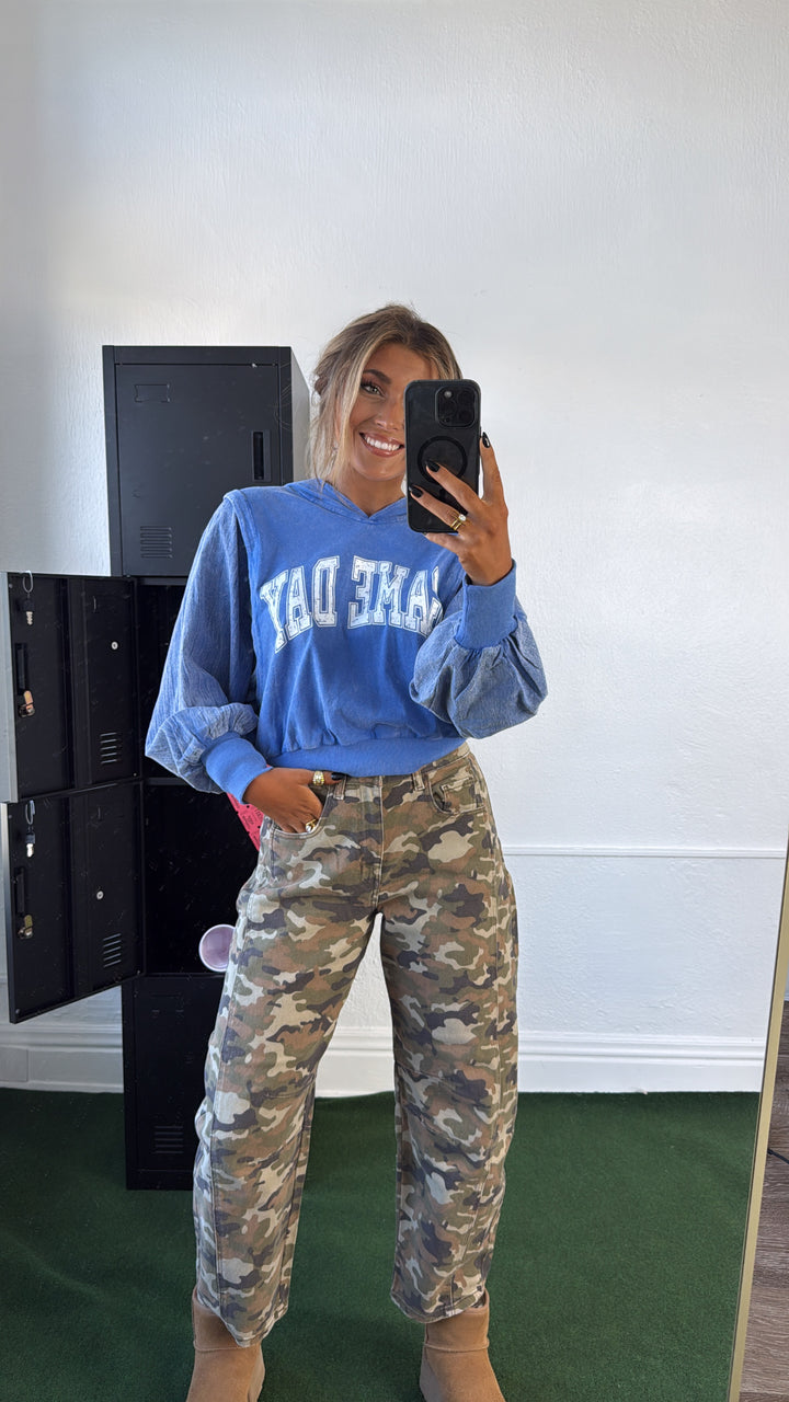 Mineral Wash Game Day Hoodie, Blue