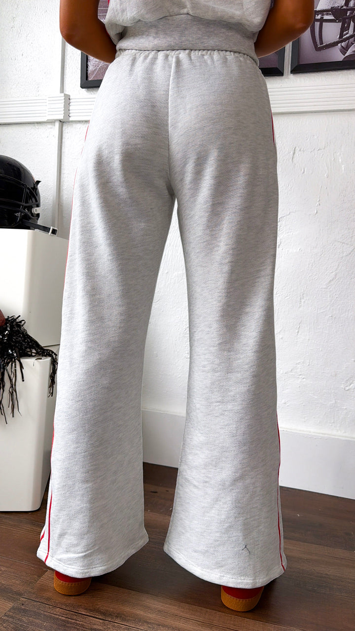Retro Track Relax Sweatpants, Ash Grey/Red