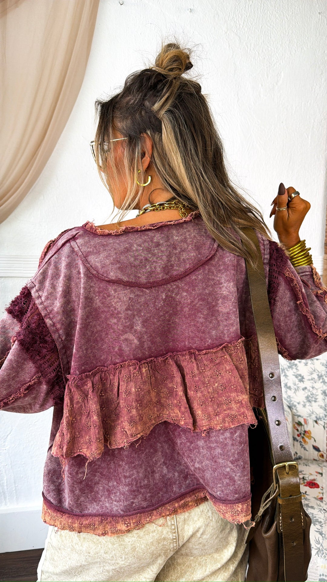 In The End Ruffled Blouse, Burgundy