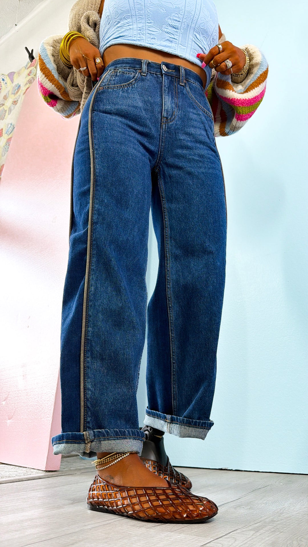 Stephan Barrel Curve Jeans, Dark