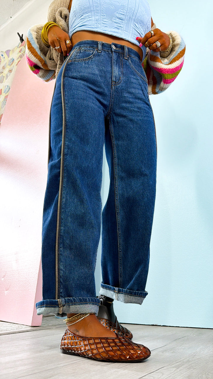 Stephan Barrel Curve Jeans, Dark
