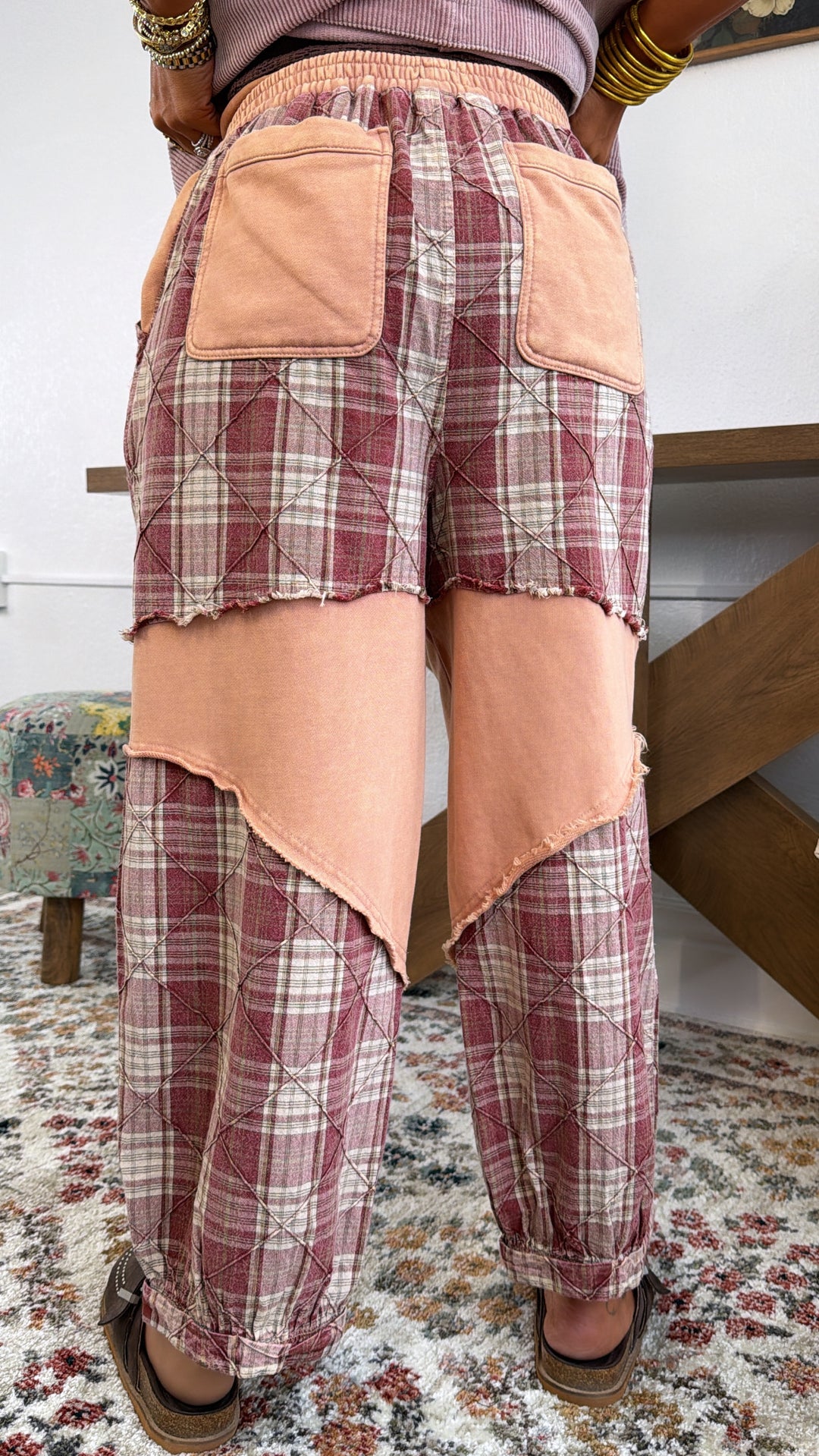 Tulip Trail Plaid Pant, Taupe