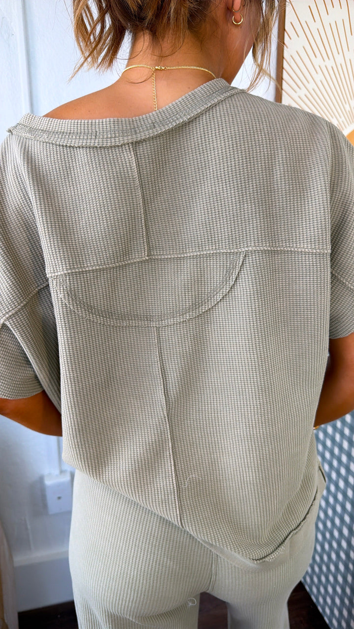 Waffle Knit Dreams Set, Olive