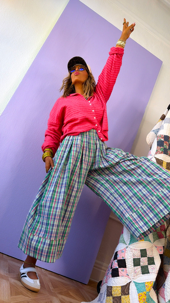 Locket Theme Plaid Pants, Green Combo