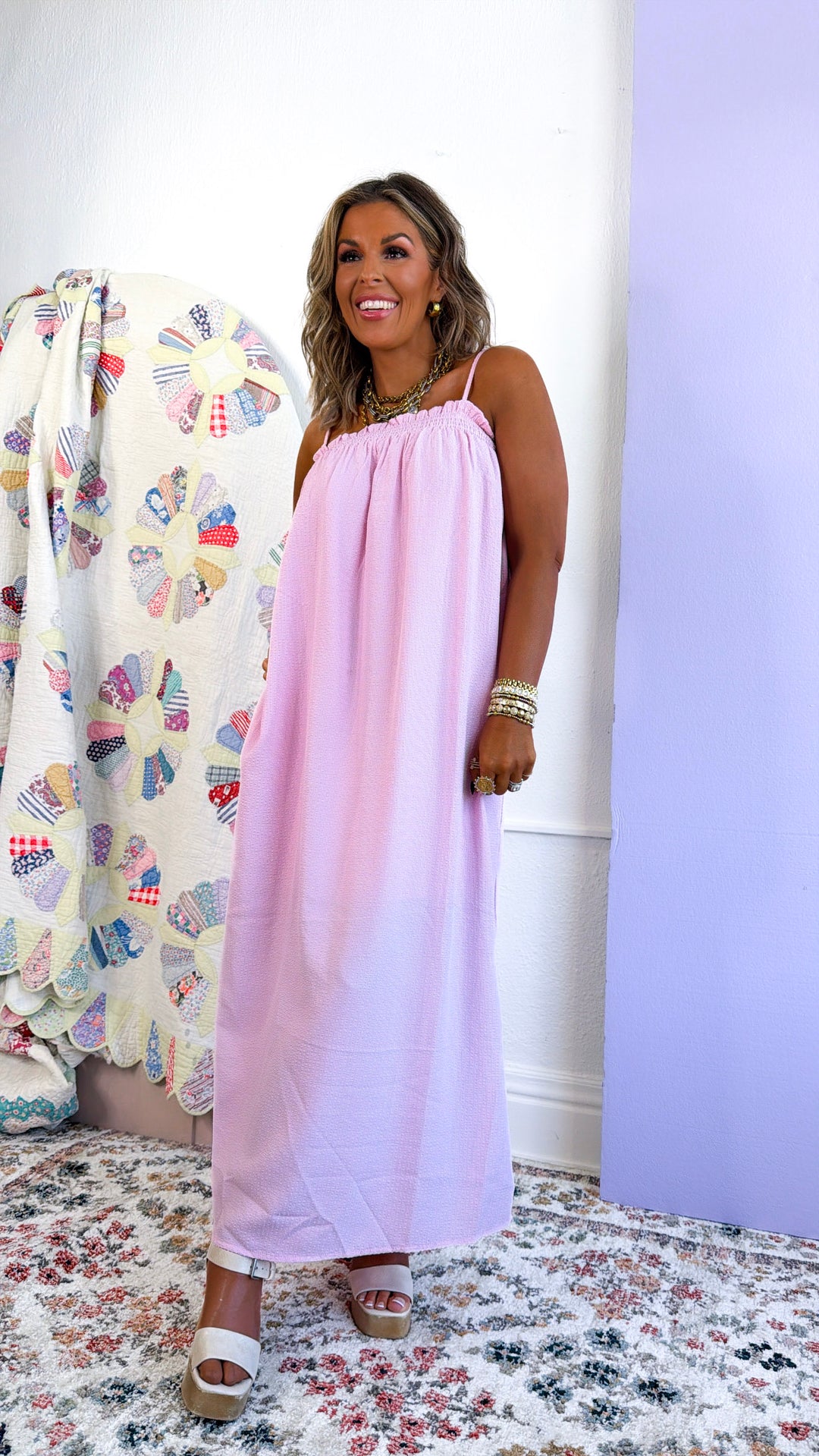 Sunrise Beach Maxi Dress, Blush/Pink
