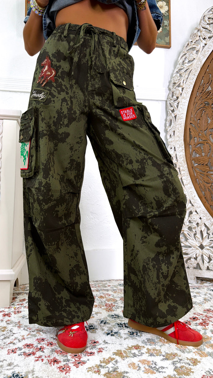 Country Kickin Camo Pants, Army Green