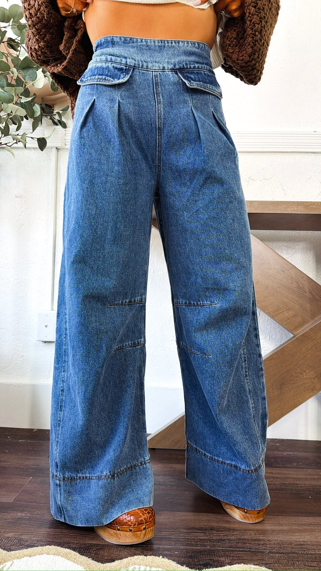 Front Pocket Denim Pants, Blue Haze
