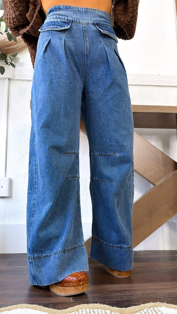 Front Pocket Denim Pants, Blue Haze