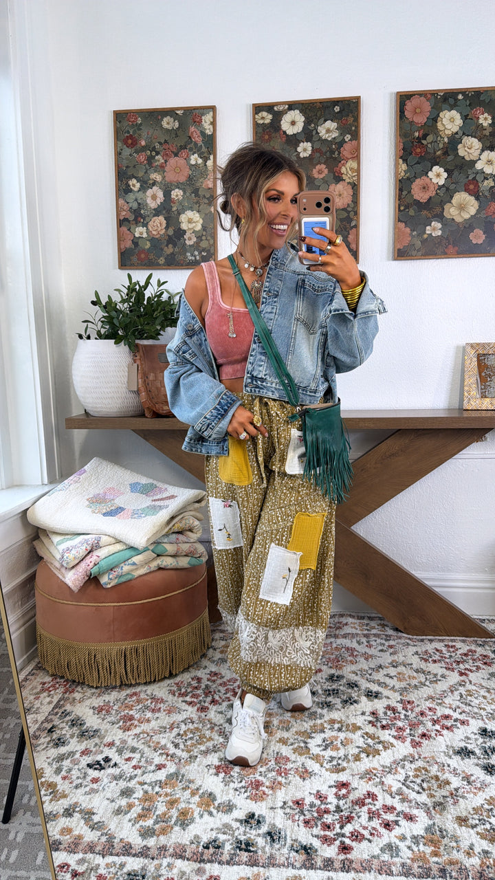 Golden Hour Patched Jogger, Mustard