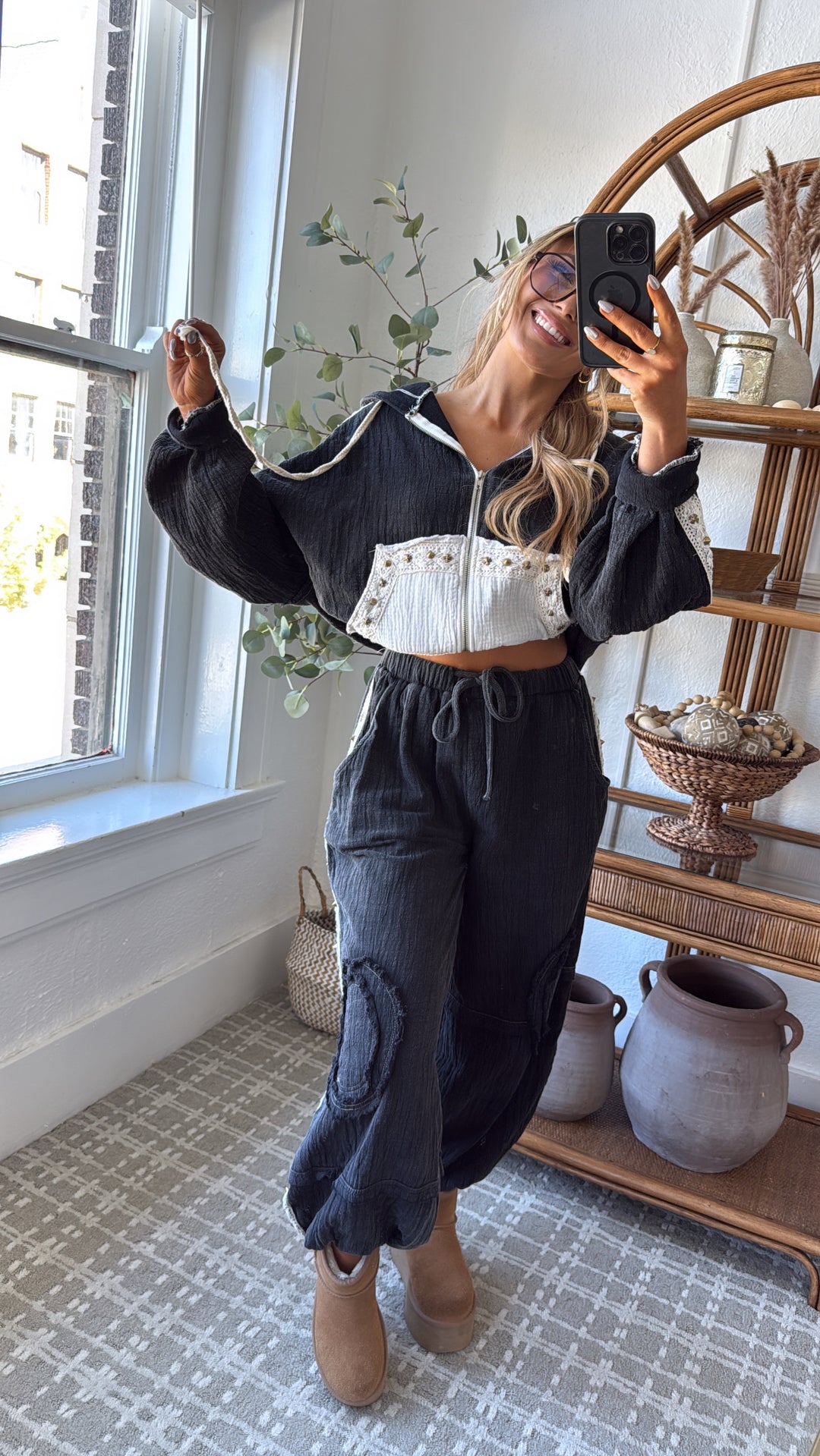 Studded Jogger, Black