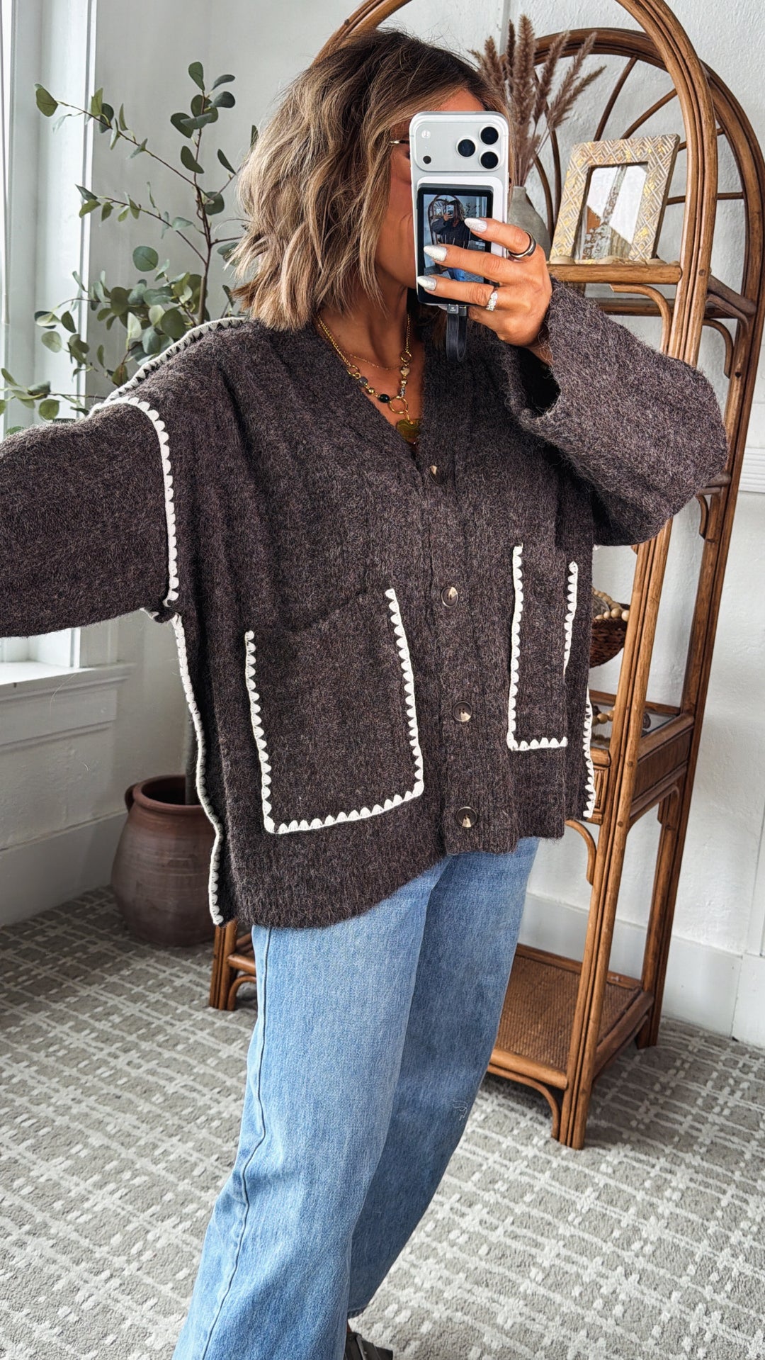 Rosewood Manor Cardigan, Dark Brown