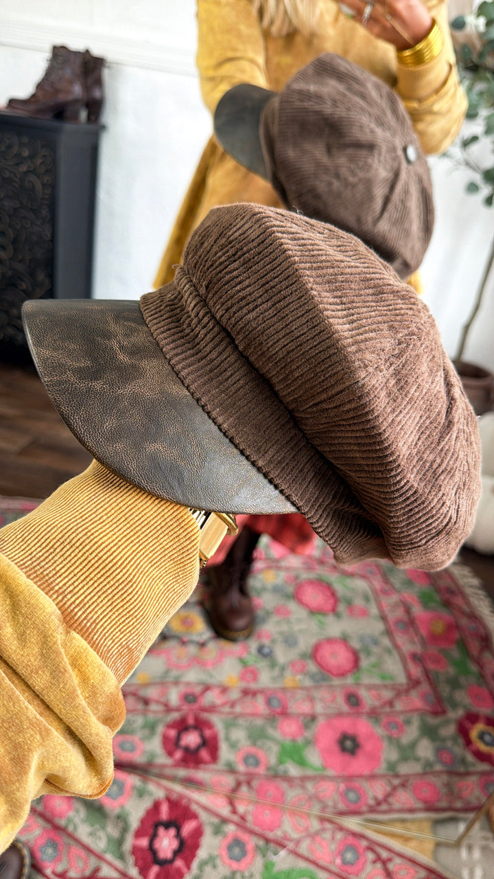 Corduroy Cabbie Hat, Dk.Brown