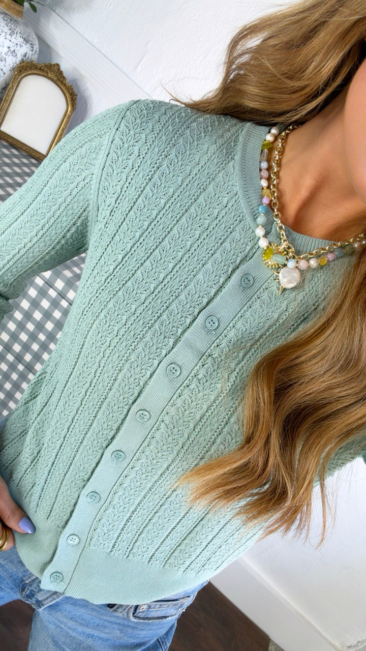 Bloomsbury Knit Cadigan, Seafoam