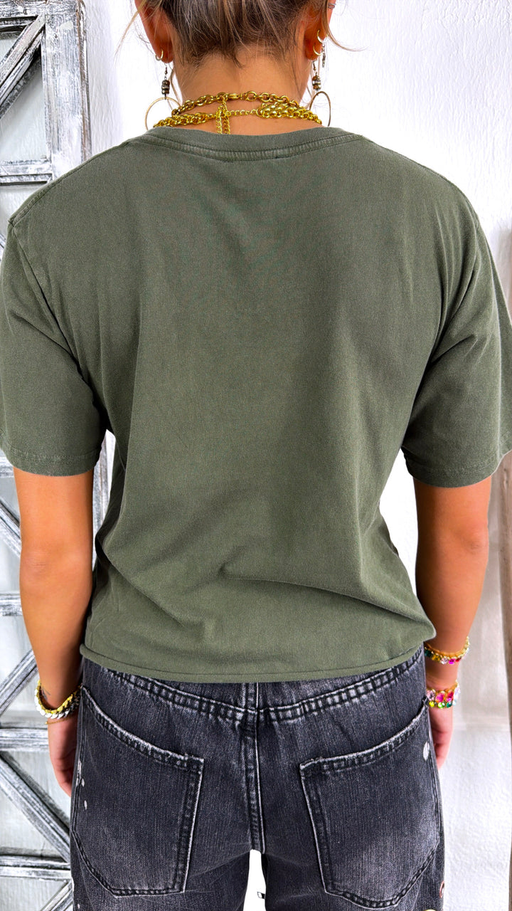 Country Music Guitar Graphic Tee, Olive