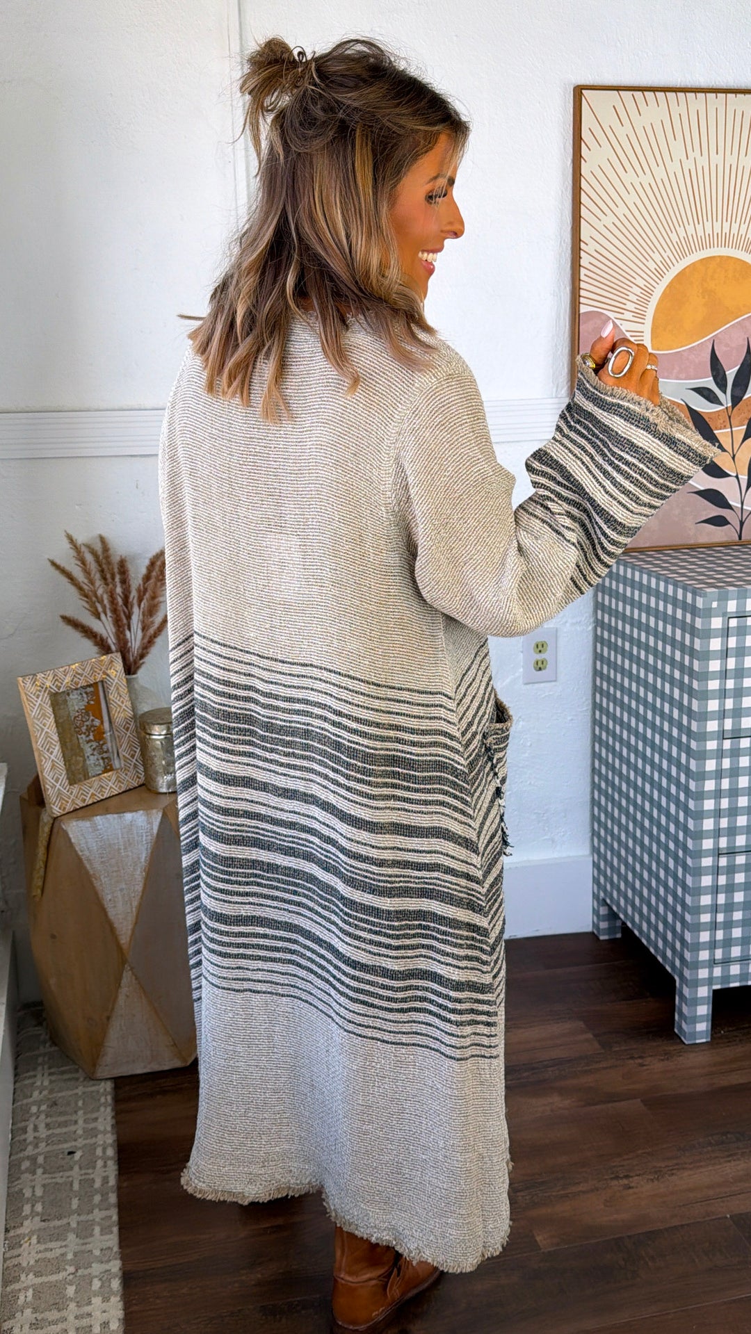 Breezy Blues Knit Cardigan, Natural Multi
