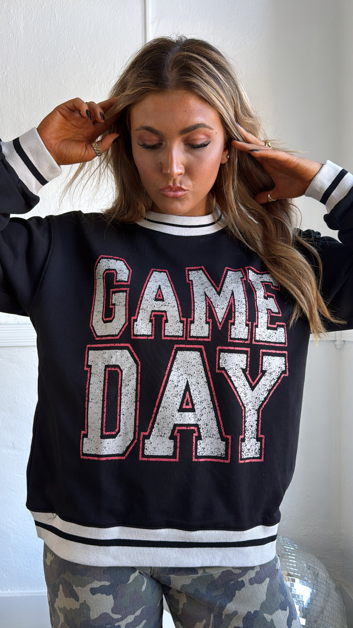 Vintage Gameday Pullover Sweatshirt, Black