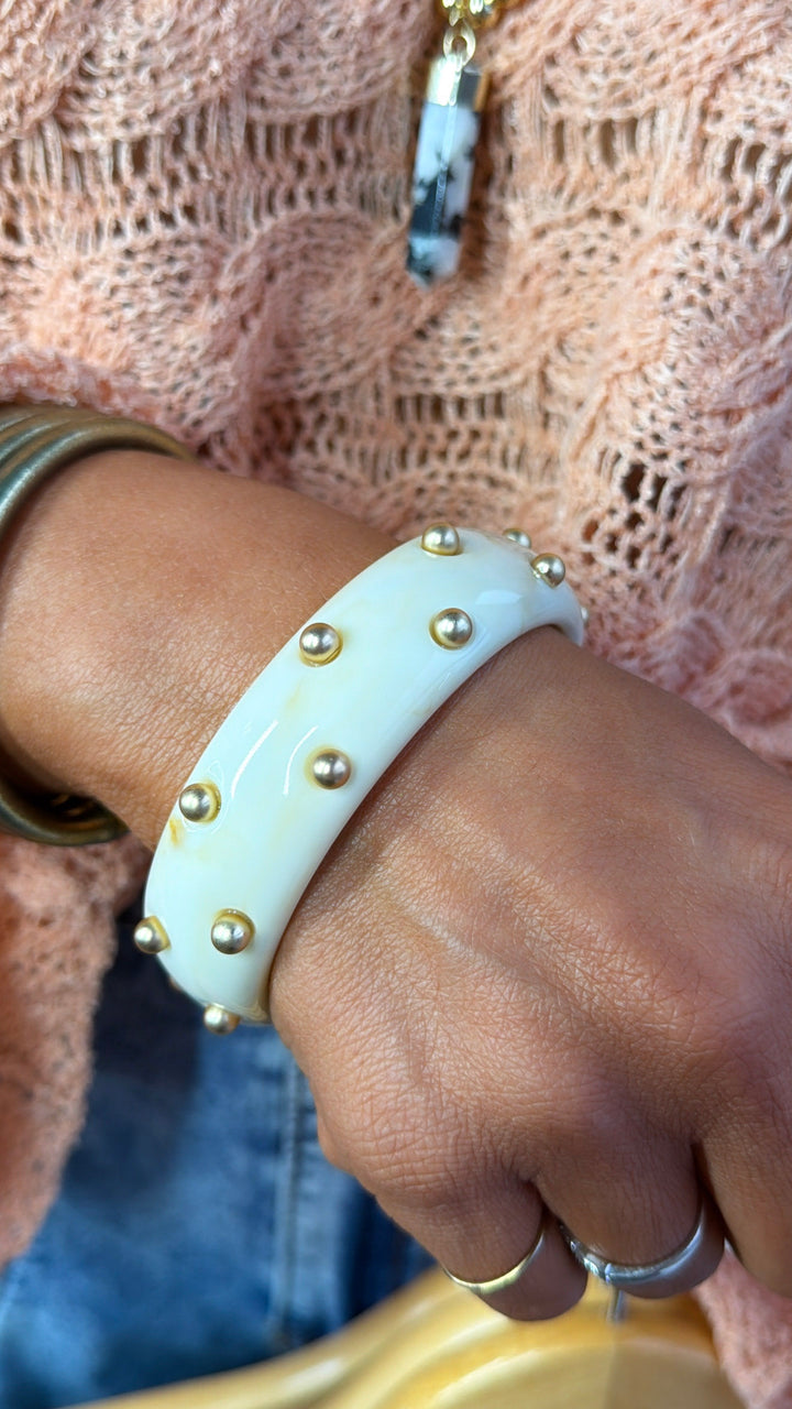 Tortoise Studded Bracelet, Ivory