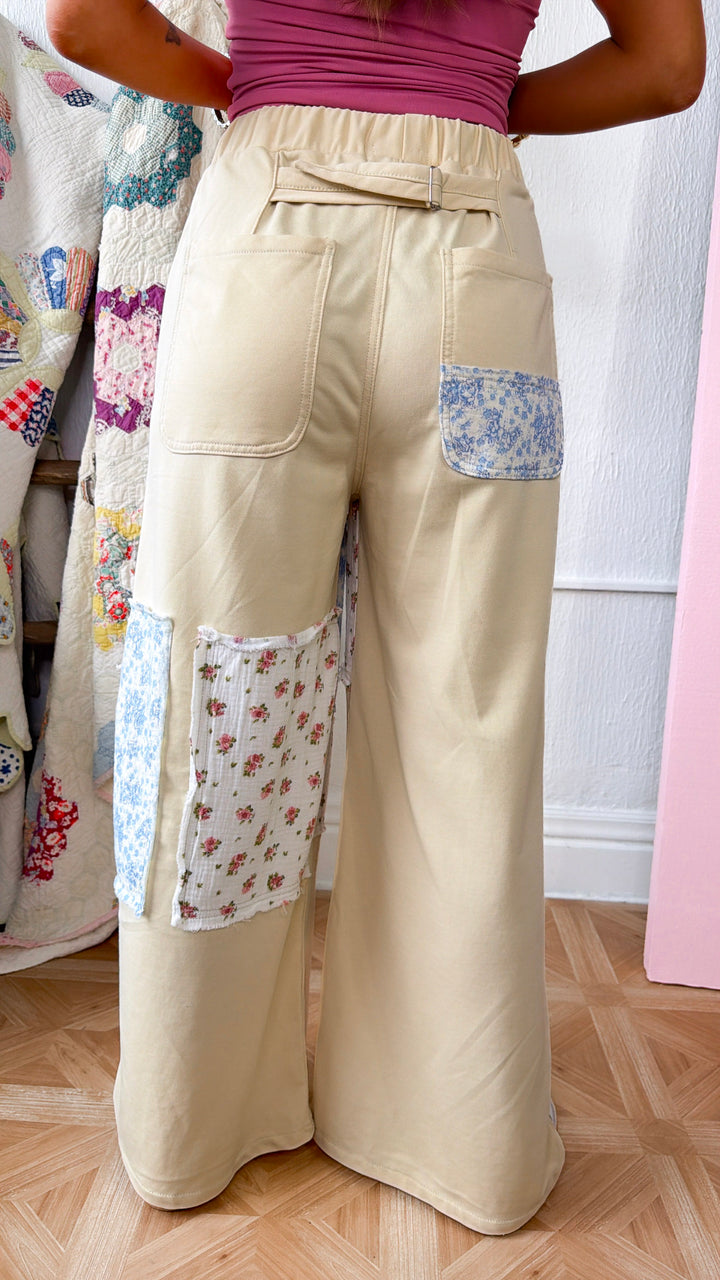 Honey Bun Patched Pant, Natural/Multi