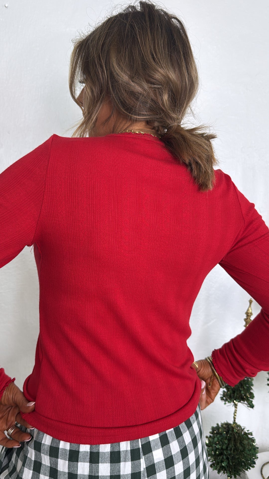 Anora Long Sleeve, Cherry