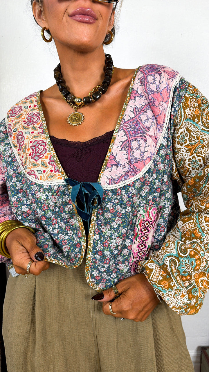 The Clara Patchwork Jacket, Pink Combo