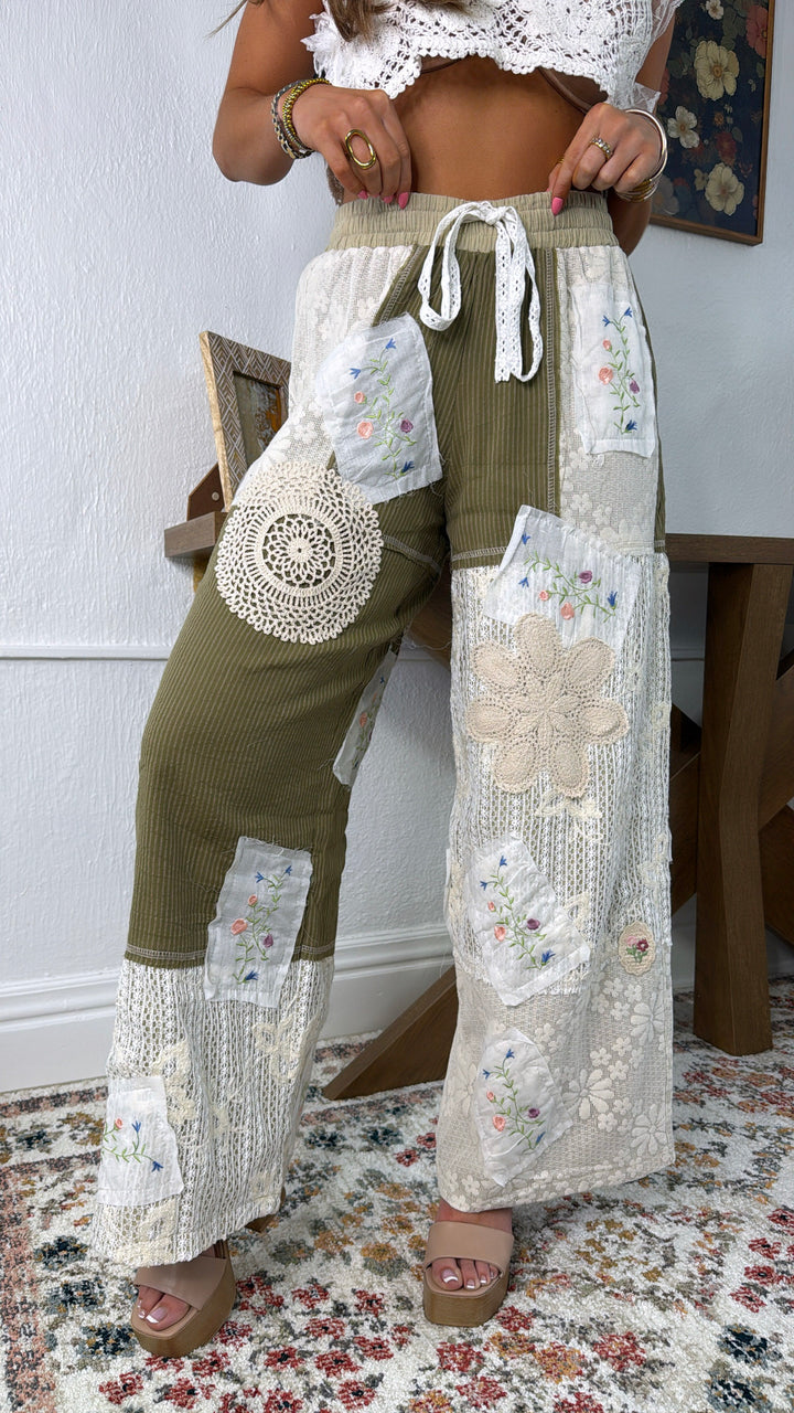 Sunset Patch Relaxed Pant, Olive Stripe