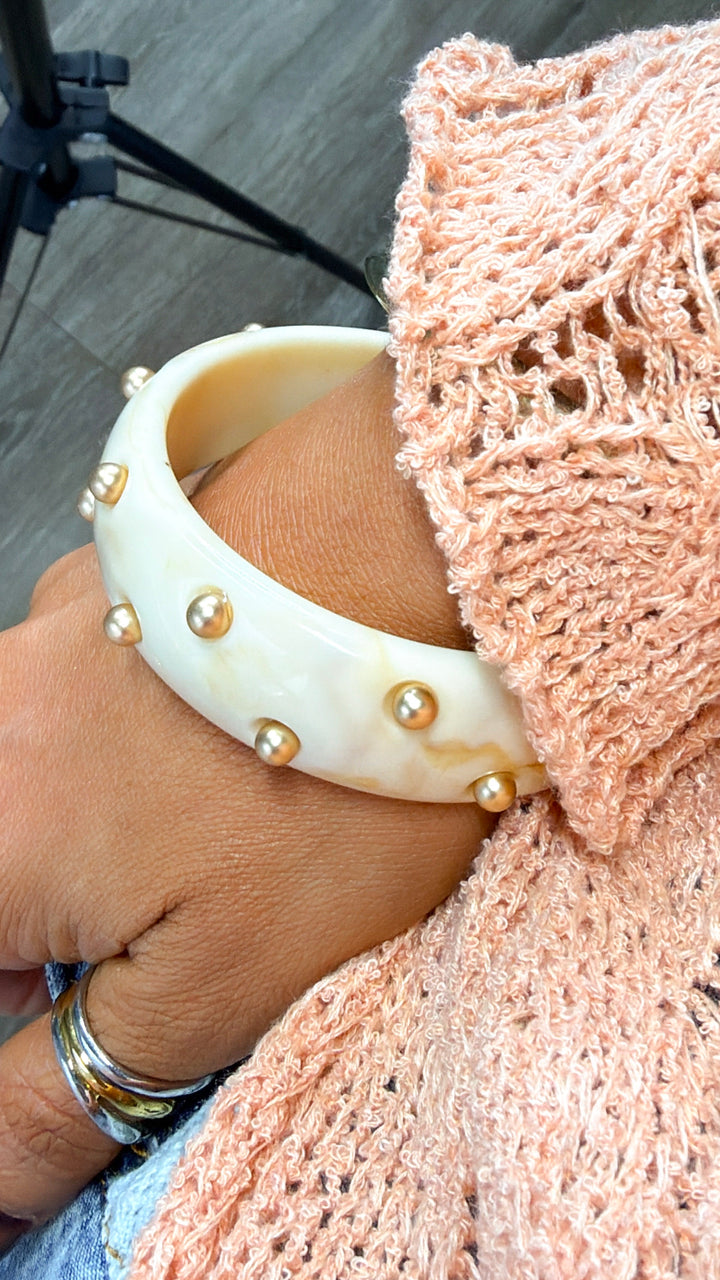 Tortoise Studded Bracelet, Ivory