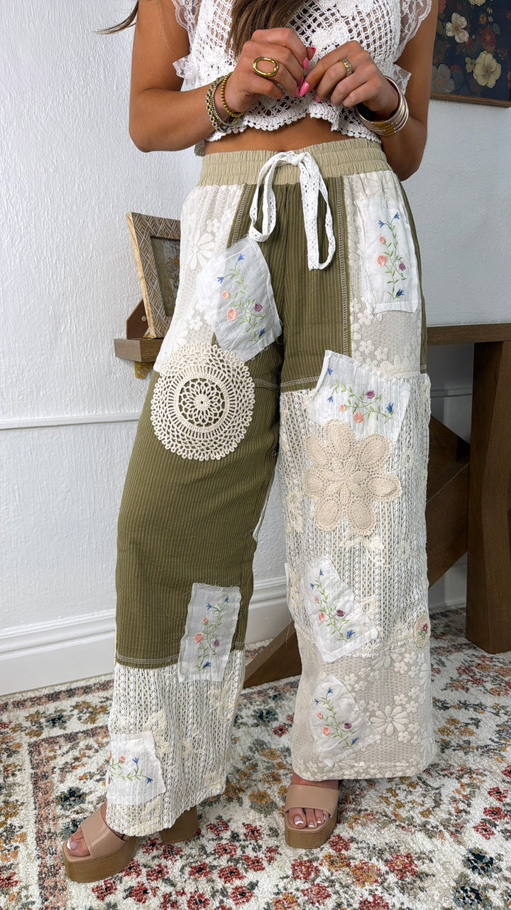 Sunset Patch Relaxed Pant, Olive Stripe