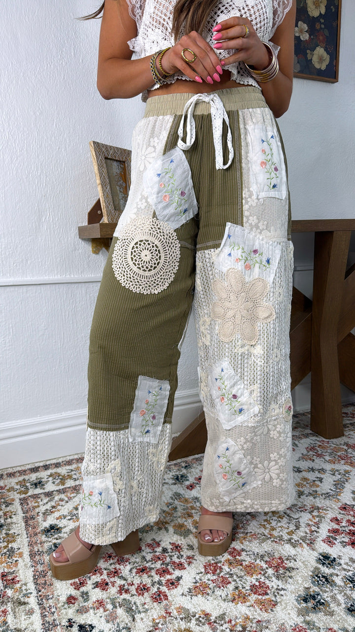 Sunset Patch Relaxed Pant, Olive Stripe