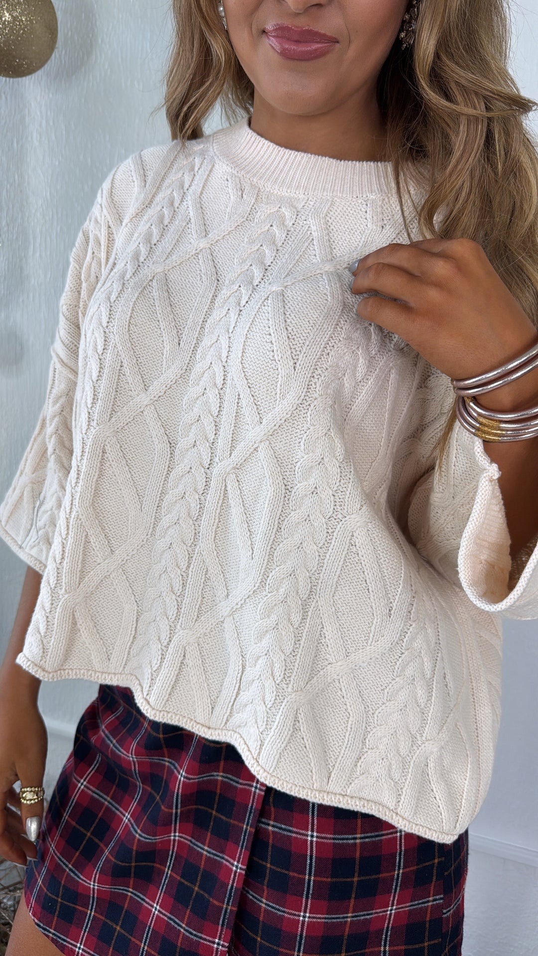 Winter Washed Knit Sweater, Ecru