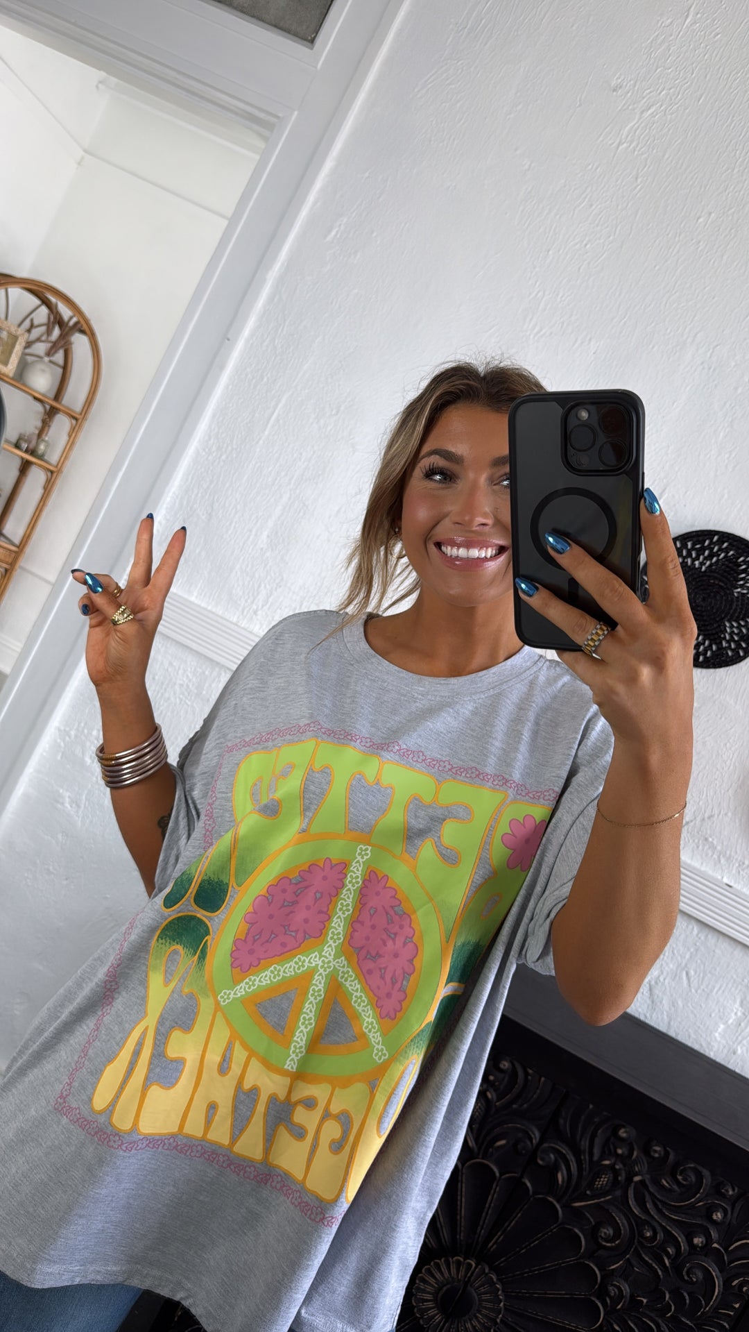 Peace & Better Together Graphic Tee, Light Grey