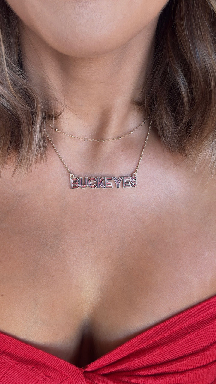 Buckeyes Outline Enamel Necklace