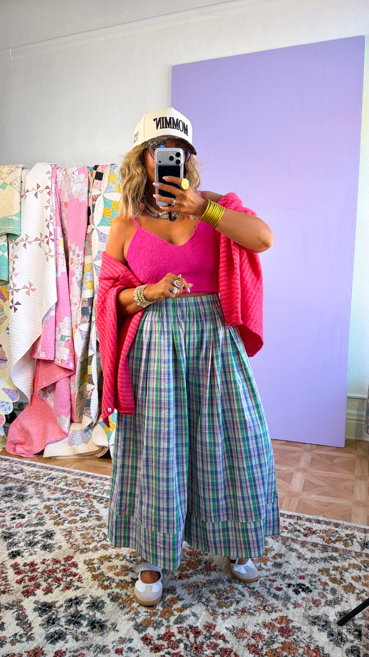 Locket Theme Plaid Pants, Green Combo